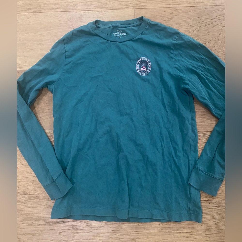 Vineyard Vines kids peppermint bark Christmas puppy long sleeve tee size M GUC